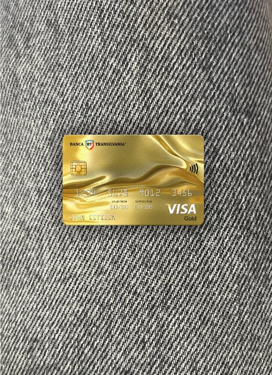 Download Romania Banca Transilvania bank visa gold card photolook front Photoshop template